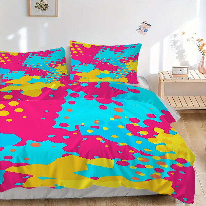 

3Pcs Colorful Abstract Pattern, Printed Bedding Set, Breathable And Soft,(Includes 1 Duvet Cover And 2 Pillowcases, Quilt Not Included) yy250815151 135x200cm