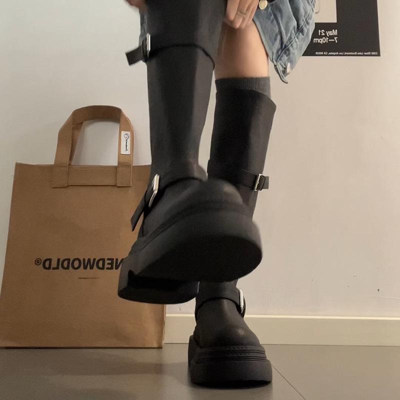 European and American Retro Versatile and Thin Boots for Women's 2025 Autumn and Winter New Models Show Long Legs, Fashionable Thick-soled Heighteni