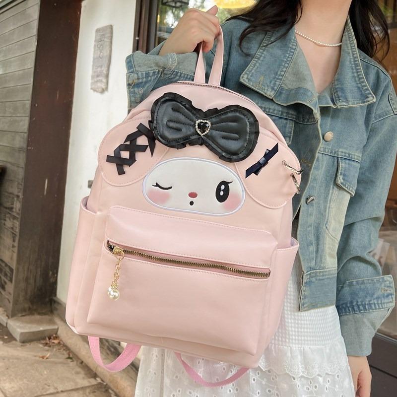 College Style Two-dimensional Leather Cartoon Rabbit Backpack Campus Feeling New Daily Girl Backpack
