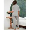 Damen Modal Pit Striped Cotton Freizeit Bequemer Lockerer Pyjama Frühling und Sommer Neues Kurzarm-Loungewear-Hosenset