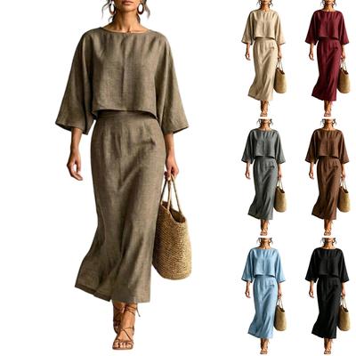 Two Piece Sets For Women Casual Long Sleeve Shirts And Long Skirt