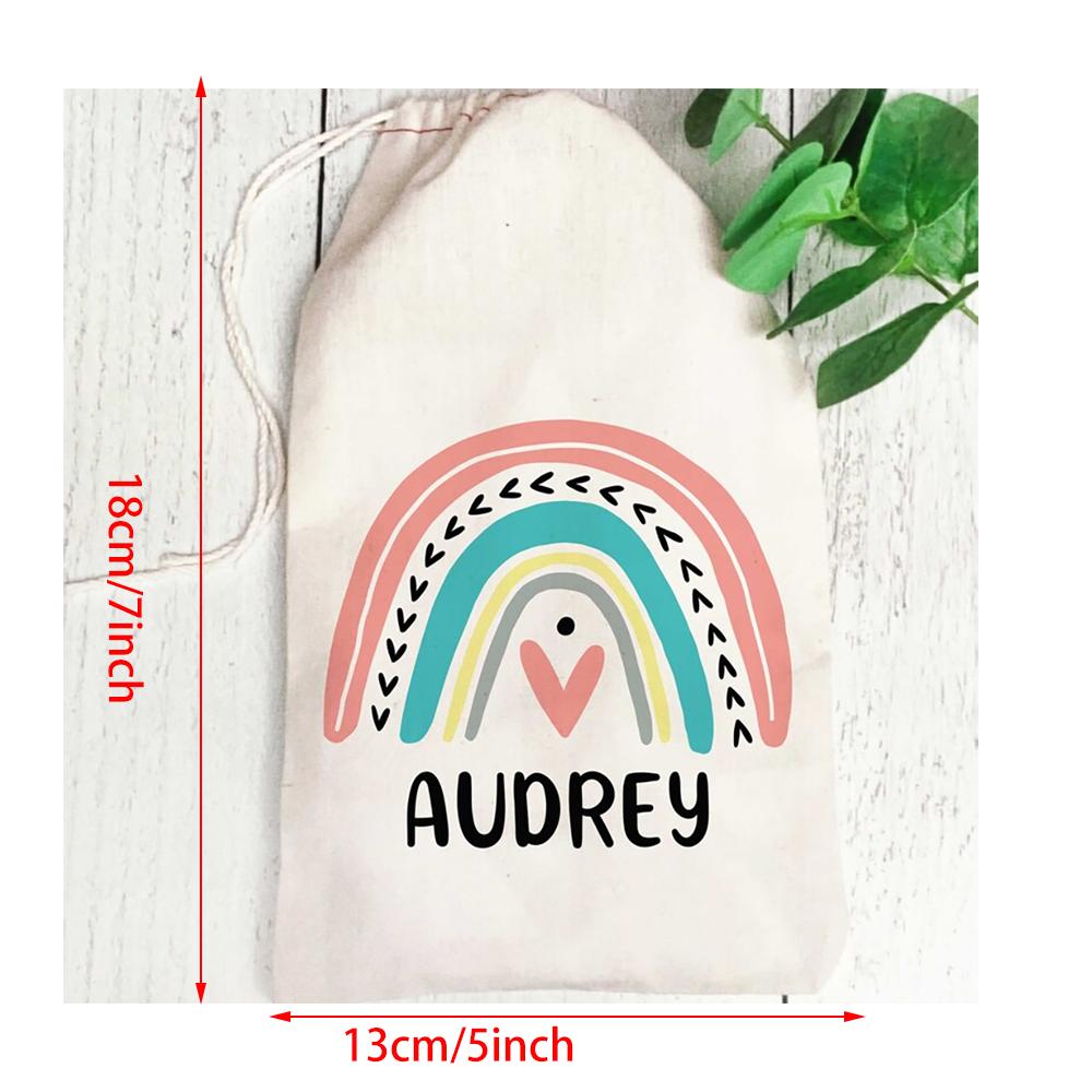 Personalized Rainbow Party Favor Bags Boho Birthday Party Table Decor Kindergarten Kids Gift Bags Back To School Baby Shower