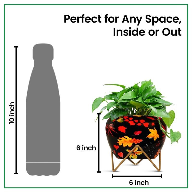 Metal Flower Vase Planter Pot with Iron Stand, Pots for Plants, Plant Pots for Home Decoration, Succulent Pot, Indoor Planter Balcony Garden Decor