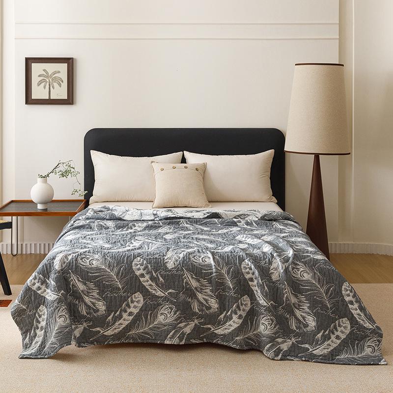 Three-Layer All-Cotton Jacquard Gauze Blanket: A-Grade Pure Cotton Nap, Multi-Functional, Air Conditioning Blanket