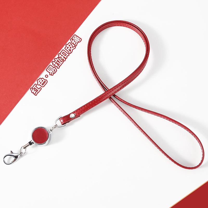 Premium Leather Retractable Mobile Phone Lanyard with Badge Holder