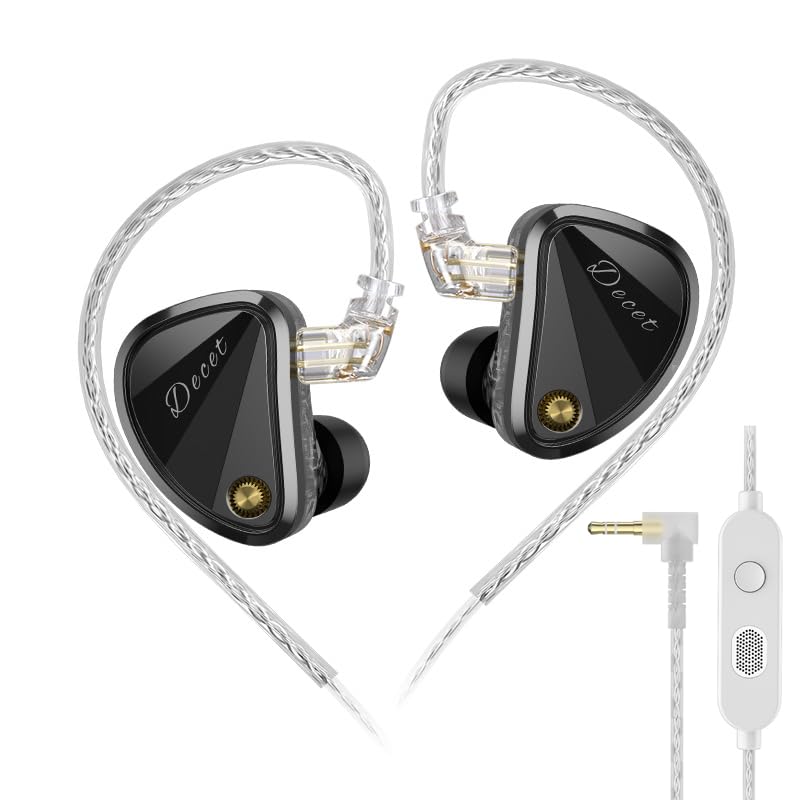 KZ Decet In-Ear Monitor Headphones, 5 Dynamic Driver IEMs with 4 Tuning Switches, Full-Frequency Stereo Sound and Comfortable Noise Isolation