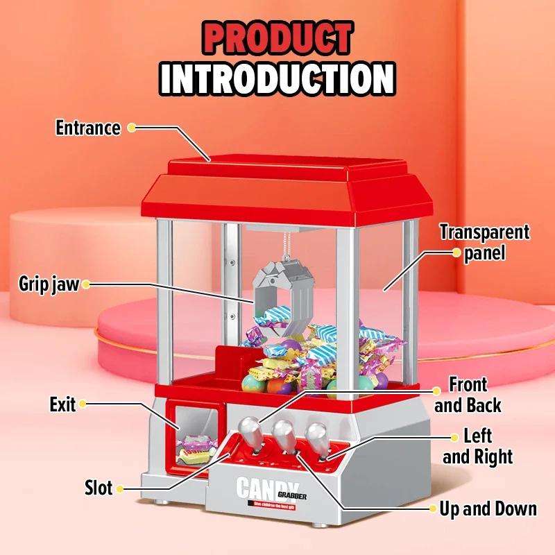 Máquina de Garra Eletrônica Doce Jogo de Fliperama Brinquedo Mini Máquina de Garra Música e Luzes Pegador Pega Boneca Brinquedos para Crianças Presente de Aniversário para Menina