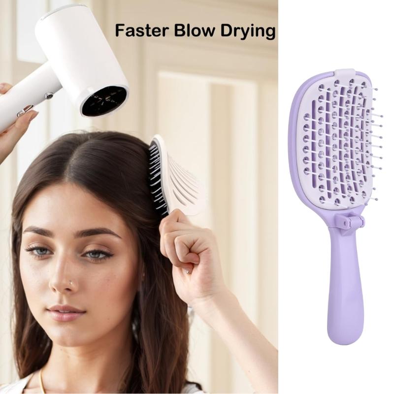 Hollow Volumizing Hair Comb With Foldable Auto Cleaning For Smoothing And Highly Crown Desiging