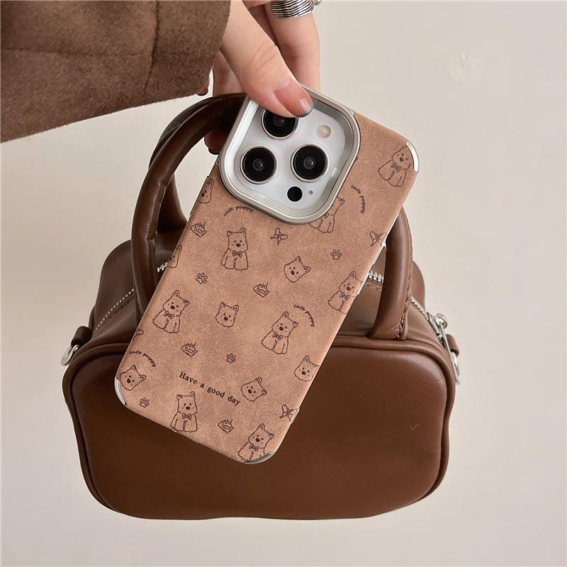 Autumn and Winter Brown Cute West Highland Dog for 12 for Apple 16 Mobile Phone Case for IPhone15ProMax/13/14