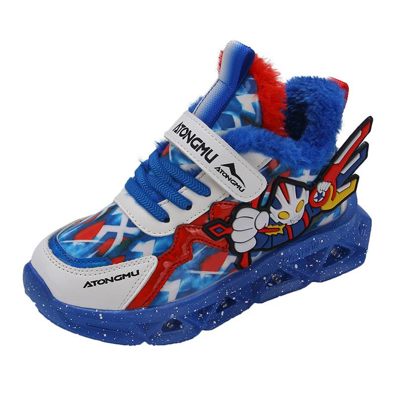 Boys' Shoes with Lights 2025 Summer New Mesh Breathable Children's Sports Shoes Versatile Boys Soft-soled Shoes Shine