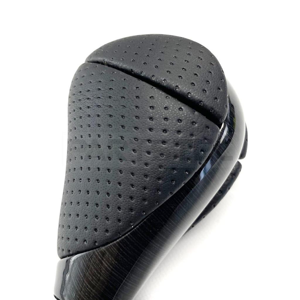 MOTOR POWER Shift 8mm Shaft Birdseye Perforated PVC Genuine Black Wood Compatible with and Gate-Style Knob, Diameter, Wood, Leather, Screw-In Type,