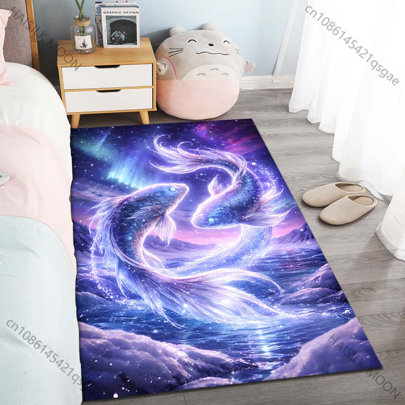 

1PC Glowing Fish Dreamy Water Carpet for Living Room Bedroom Sofa Home Decor Rus Non-slip Floor Mat Luxury Gift Multiple Sizes 40cm x 60cm
