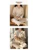 Women's 2024 Spring Polka Dot Pajama Set - Long Sleeve Cardigan and Pants In Casual Wrinkled Fabric