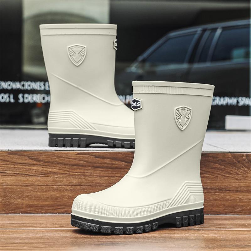 

Новые непромокаемые ботинки-полусапоги на толстой подошве для мужчин, нескользящие, водонепроницаемые, модные уличные водные ботинки, теплые резиновые ботинки для дождя, мужские 44 бежевый
