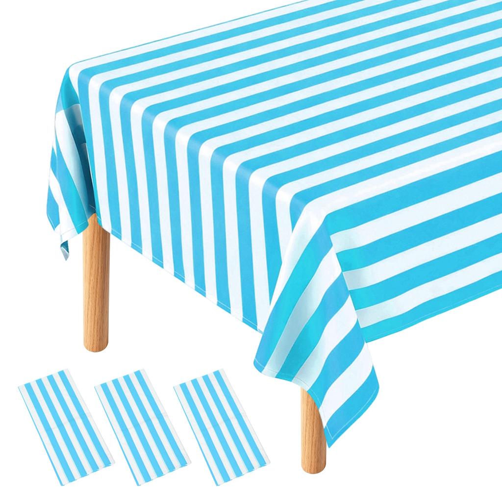 3Packs Striped Table Cloths 54 x 108 Inches Rectangle Plastic Tablecloth Waterproof Table Cover for Dining Birthday Party Picnic