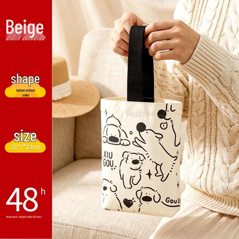 Black Canvas Tote Bag with Logo Print - Eco-friendly for Students