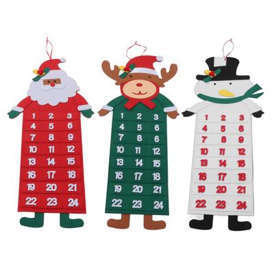 Felt Christmas Advent Calendar 24 Days Pockets Washable Wall Hanging Countdown Calendar Decoration