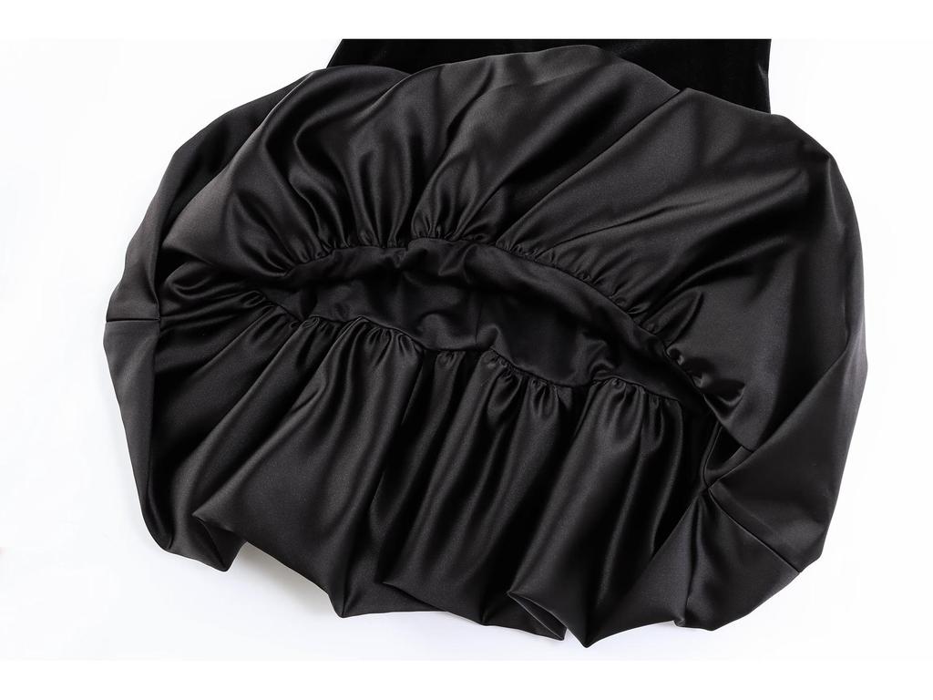 Winter Velvet Strapless Short Dress with Puffy Skirt