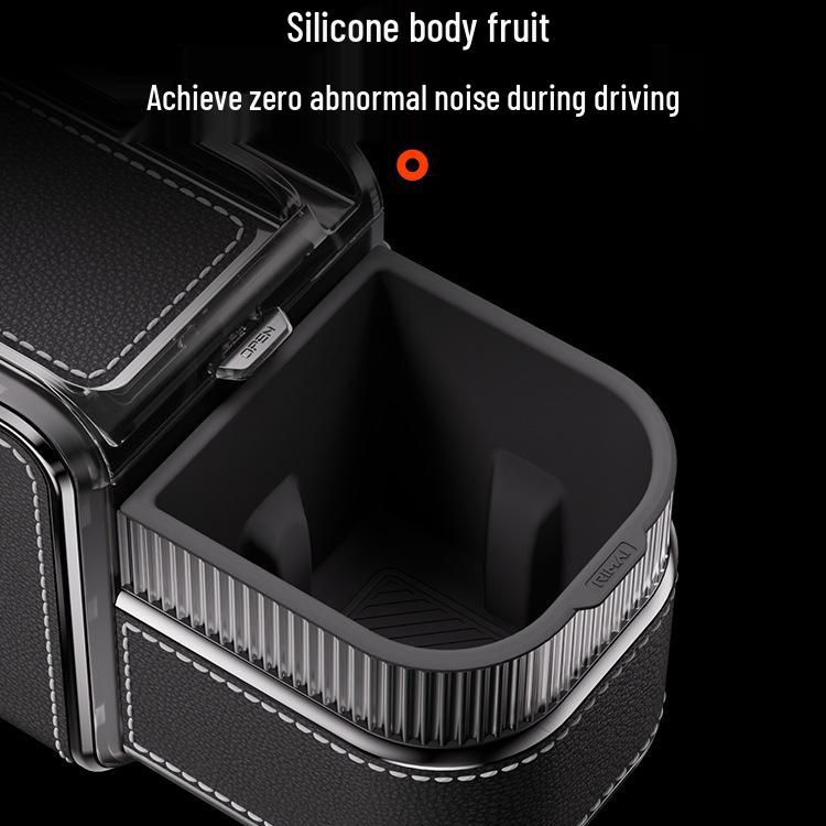 Car Rear Seat Makeup Mirror & Tissue Box Organizer with Cup Holder