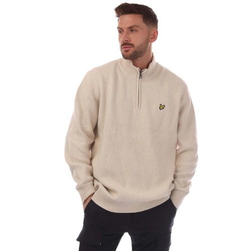 Lyle & Scott Mens Shaker Stitched Quarter Zip Sweater Top