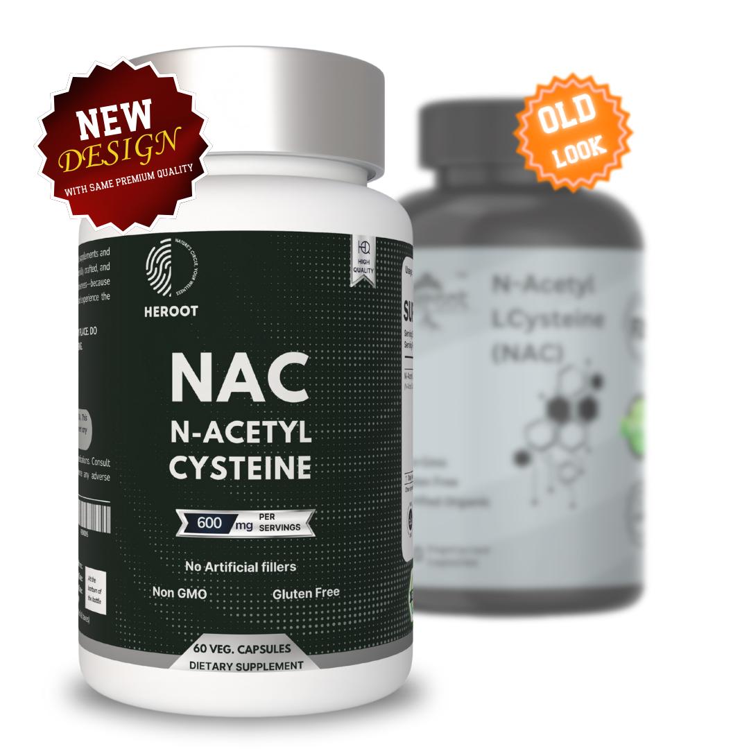 

Heroot NAC N-ацетил цистеїн Антиоксидант проти старіння Підтримка печінки & Amino Pack=60 capsules