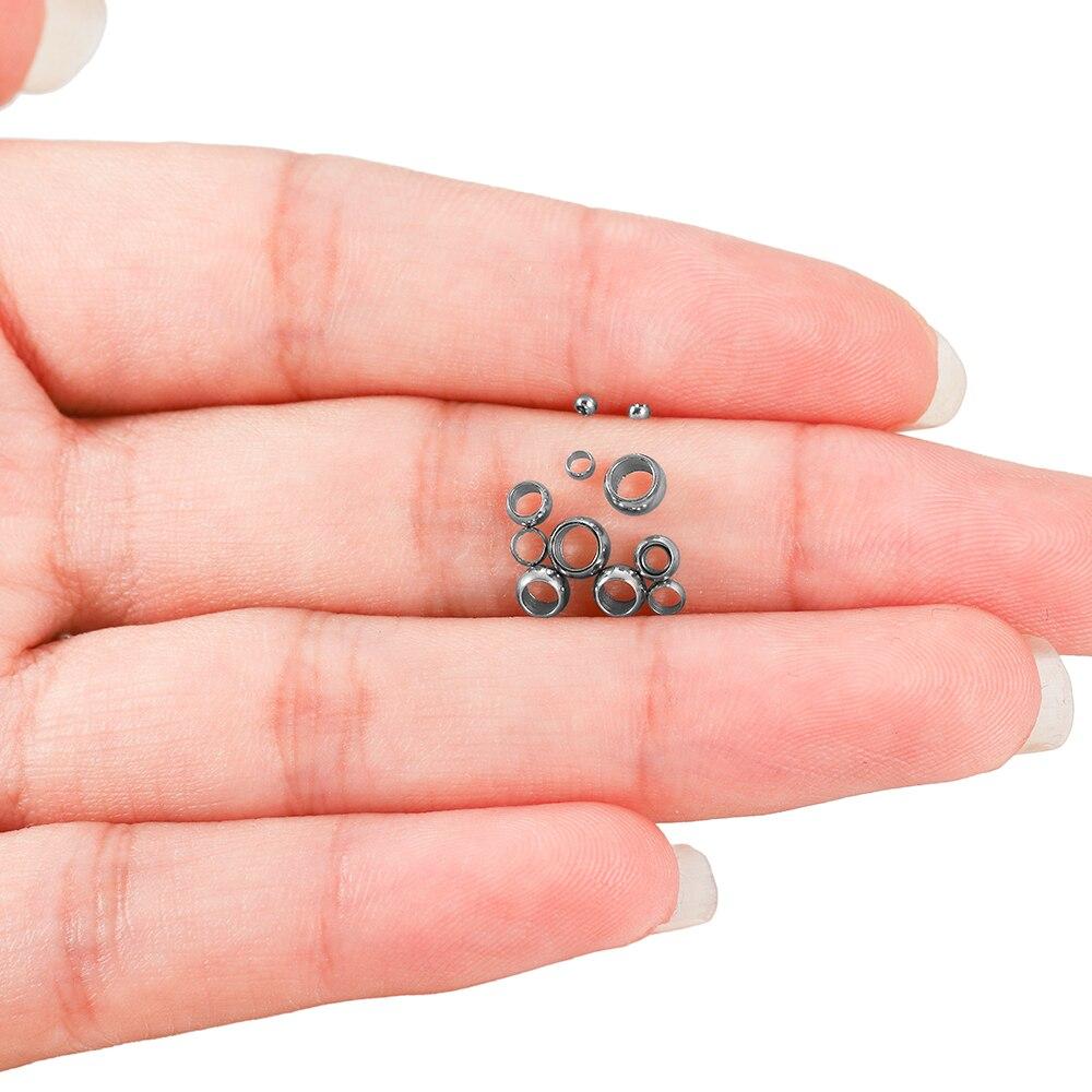 100/120Pcs Stainless Steel Big Hole Round Spacer Beads Loose Beads For Diy Jewelry Making Finding Supplies Accessories Bracelet