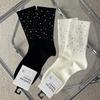 1/2/4Pairs Bright Diamond Tide Socks  Diamond Luxury Rhinestone Medium Tube Women's Socks Four Seasons Fashion Cotton Hosiery