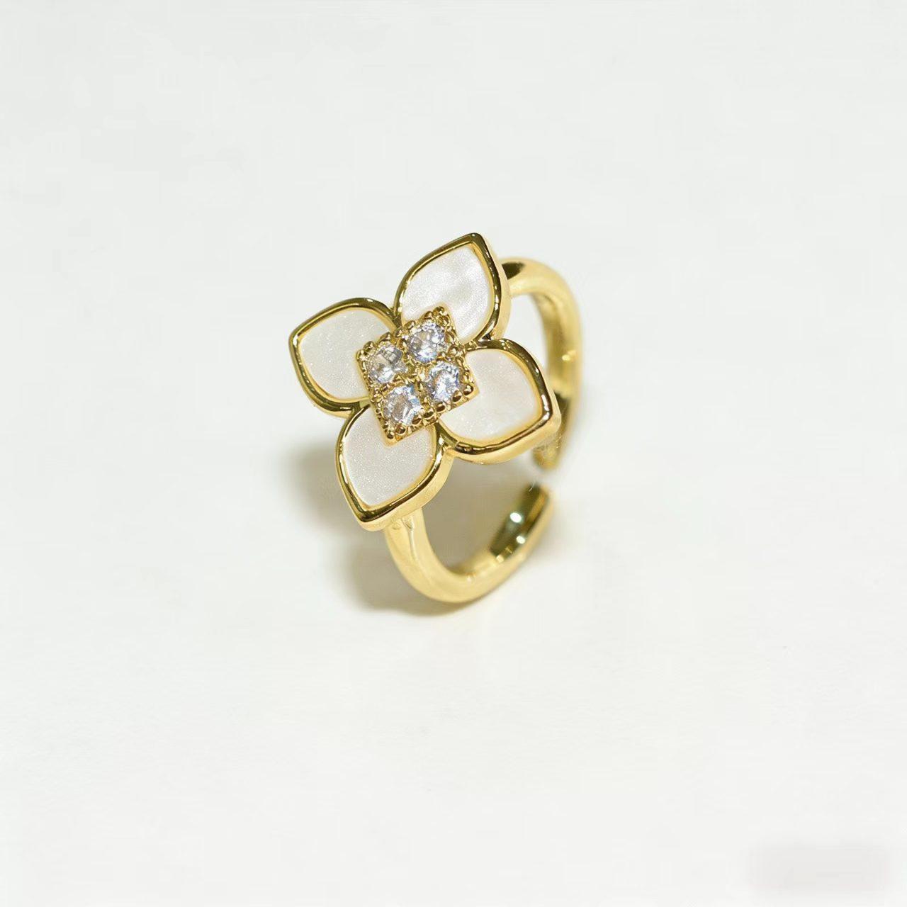 Four-leaf Clover Ring Does Not Fade Fashion Lucky Four-leaf Clover Open Adjustable Ring