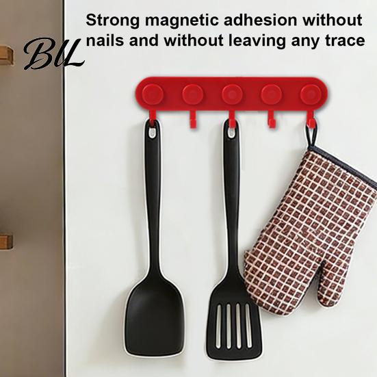 Integrated Hooks Magnetic Hook Rack with 5 Strong Magnetism No for Bags Drilling Easy Installation Organizer Keys Masks Hats