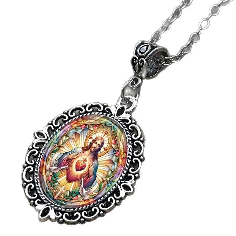 Anhänger Stilvoll Elegant Ovale Form, Religiöses Geschenk Halskette für Männer