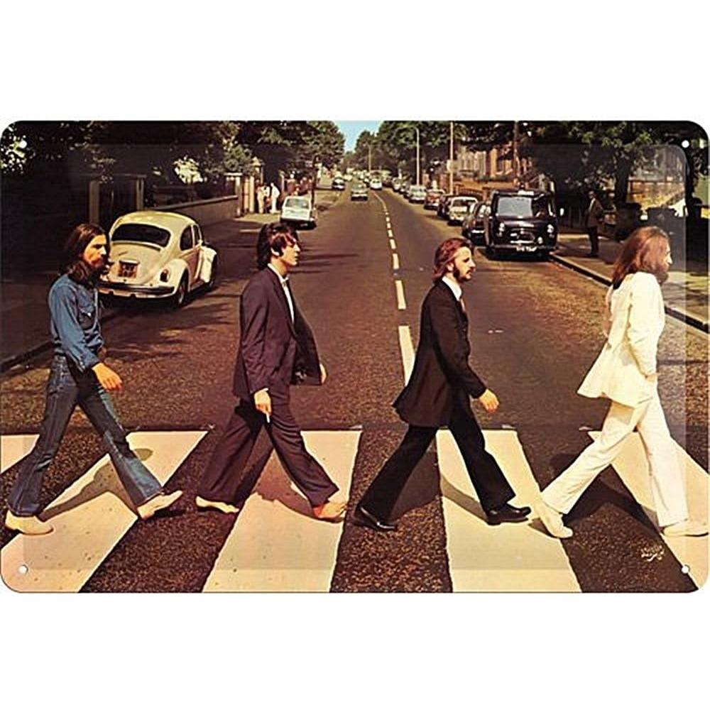 Nostalgic-Art Retro plechová cedule Fab4 Abbey Road - Vintage kovový design, Dárek pro fanoušky Beatles, Dekorativní nástěnné umění