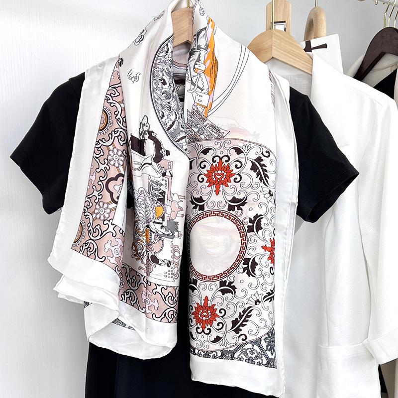 Shawl Silk Scarf Women'S Square Scarf Silk Women'S Spring And Summer Silk Mulberry Silk Silk Scarf Shawl Tropical Desert Camel Pattern