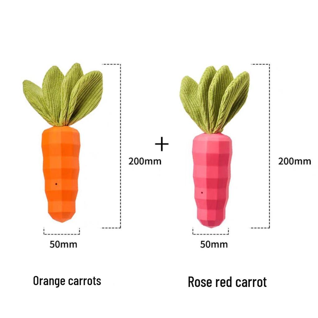 Carrot Squeaky Rubber Dog Toy for Puppy Teething and Entertainment