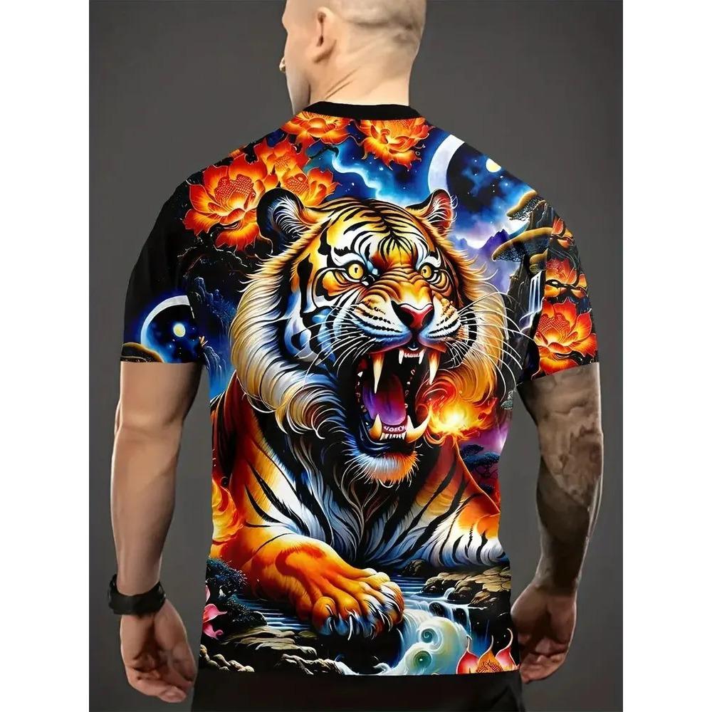 Summer Creative 3D Printed Short Sleeved T-shirt Fashionable Comfortable Soft Breathable Large Loose Mens T-shirt