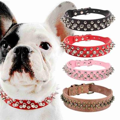 PU Leather Pet Dog Collar Padded Design Anti-Bite Spiked Spiked Dog Collar Punk Style Rivet Studded Studded Pet Collar