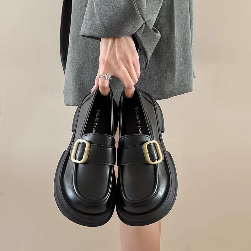 Women's Thick-Soled British-Style Mary Jane Loafers 2025 - High-End Slip-On Leather Shoes