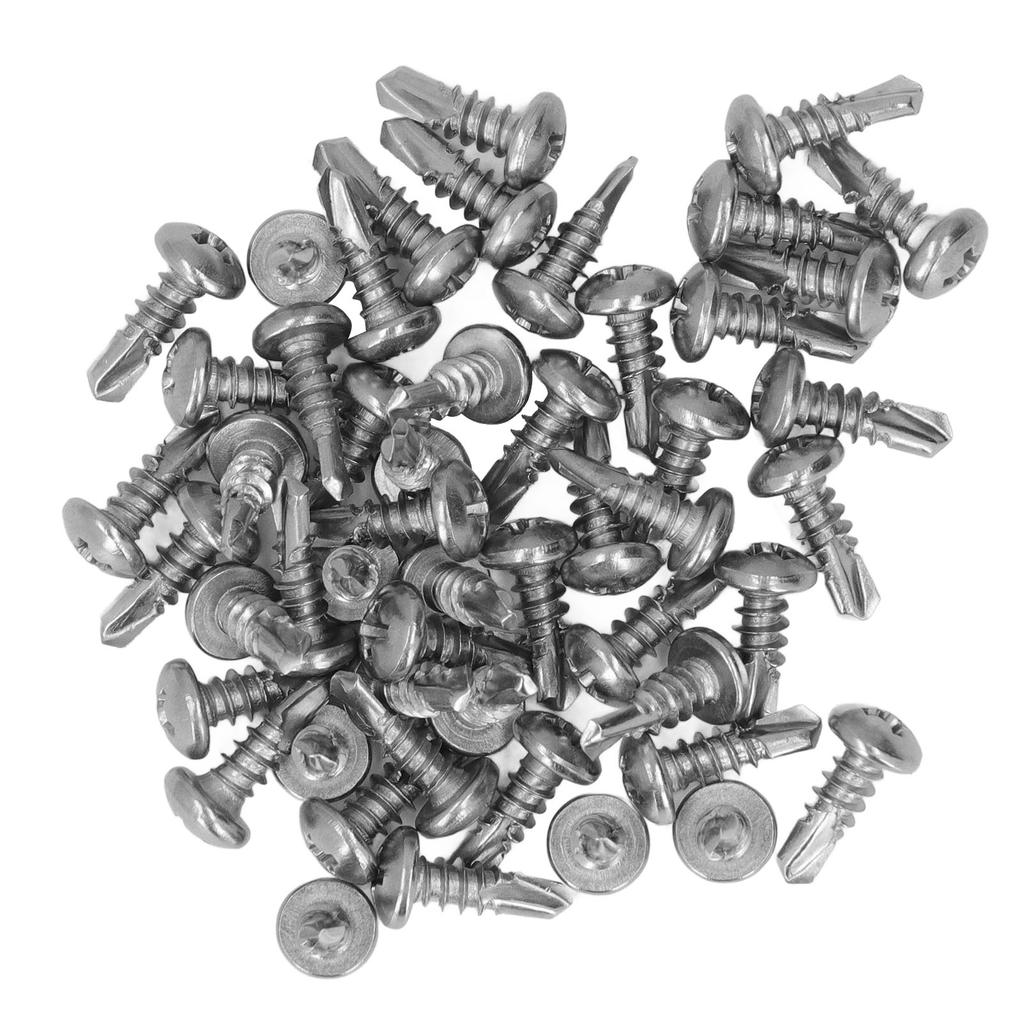 200 Pcs Self Drilling Screw M4.2x13mm 410 Stainless Steel Self Tapping Cross Round Head Drill