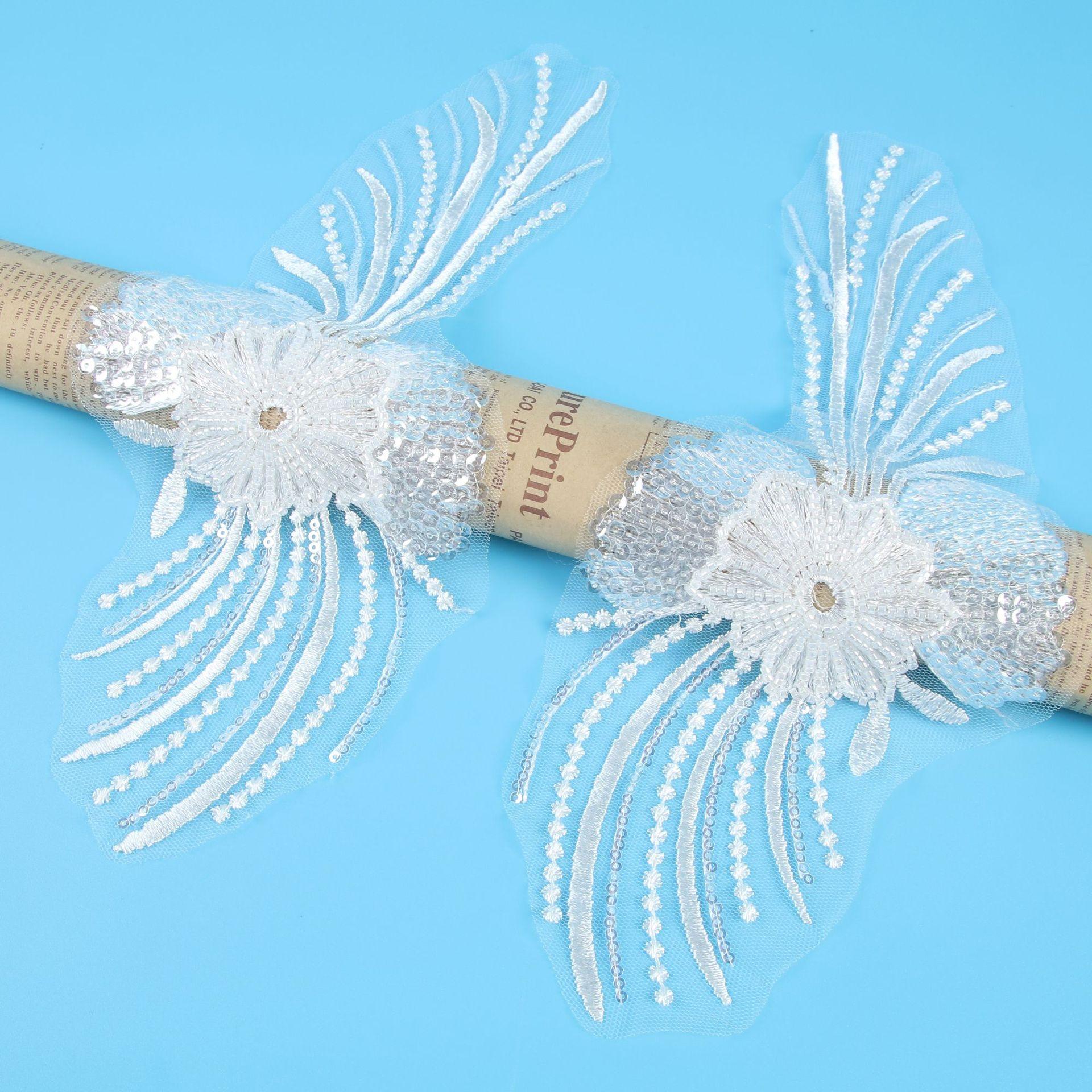 

Star Lace Accessories Embroidery Bead Embroidery Lace Pair Of Flowers Wedding Dress Flower Sticker Dress Bead Tube Bridal Headdress Accessorie 31*13CM