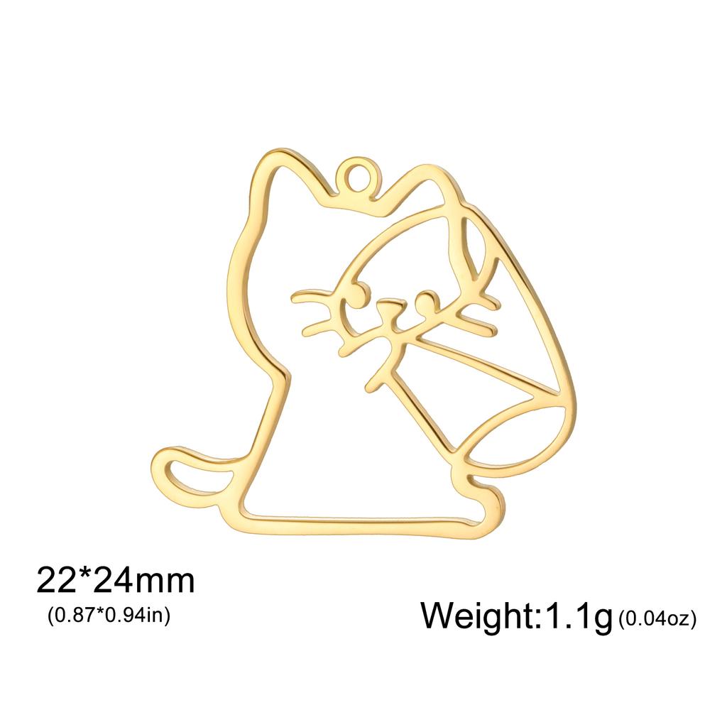 Teamer 3pcs/lot Pet Cat Pendant Gold Color Stainless Steel Kitten Animal Charms for Necklaces Earrings Jewelry Making Wholesale