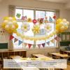 Children's Day Classroom Decorations: Blackboard, Flowers, Balloons, Flag Banners for Kindergarten Atmosphere and Photo Setup