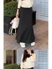 Women's High-Waist Gray Fishtail A-line Skirt – Elegant, Slimming Elastic Waist for Spring/Autumn
