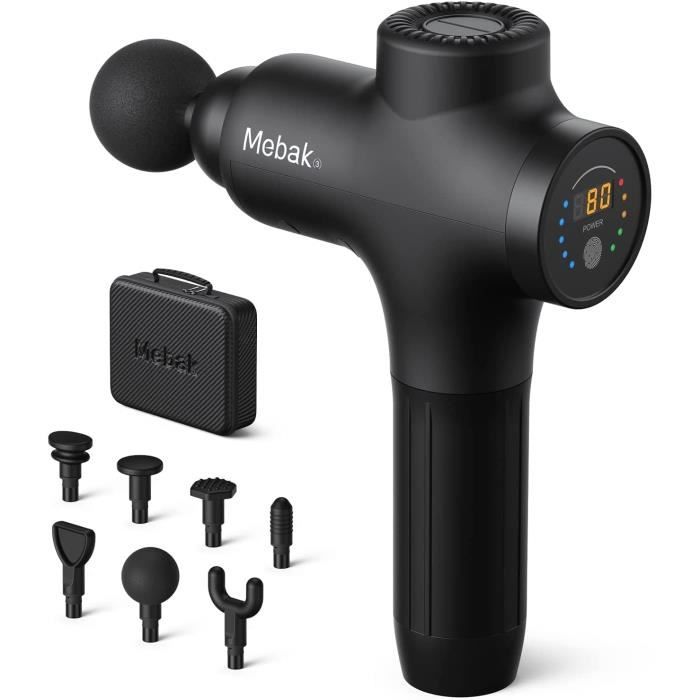 Pistolet De Massage Musculaire - MEBAK - Mebak 3 - 7 Têtes - 5 Vitesses - Ultra Silencieux