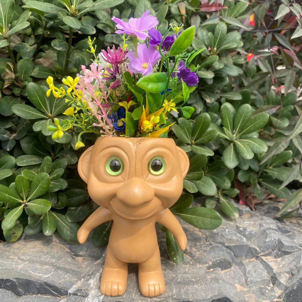 Octopus Succulent Pot with Doll Decoration - Creative Outdoor Resin Ornament.