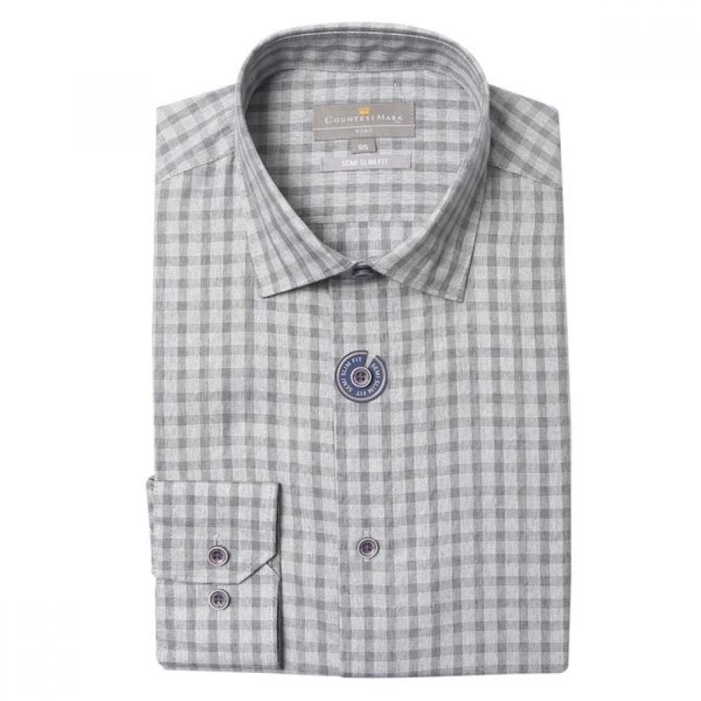 Countess Mara Soft Touch 100 Cotton Gray Check Shirt Cdh3c23005g008d 095
