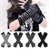 Women Men Gothic Lolita Glove Arm Cover Harajuku Arm Warmers Striped Fingerless Punk Long Wristband Fashion  Girls Gloves