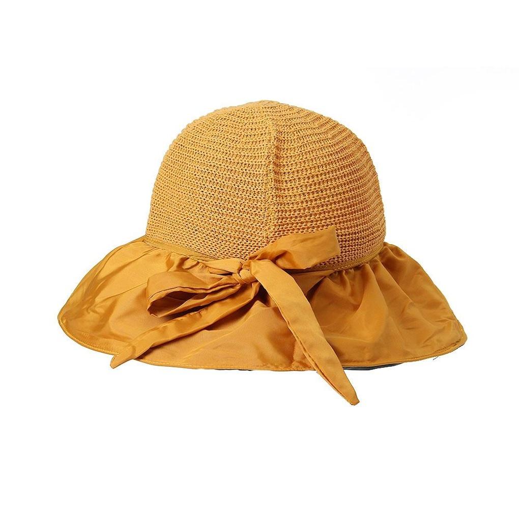 UV-blocking Blackout Ribbon Bucket Hat (yellow) Wide-brimmed Hat