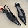 Elegant Splicing Brand Designer Sandals Women Sexy Pointed Toe Low Heel Pumps Fashion Satin Buckle Slingback Heels Zaptos Mujer
