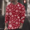 Summer Round Neck Christmas 3D Print Top Fashionable Casual Long Sleeved Men's T-shirts