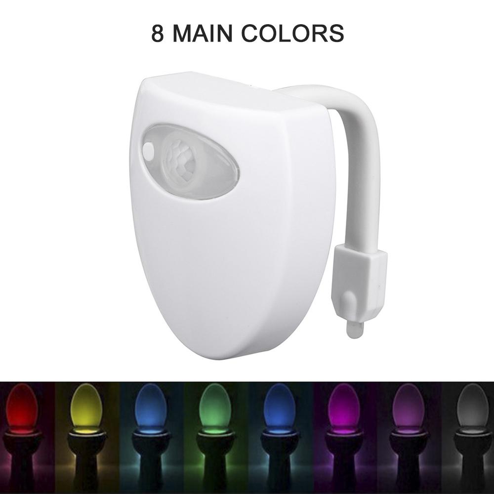 8-Color Smart Bathroom Toilet Night Light LED Body Motion Activated On/Off Seat Sensor Lamp