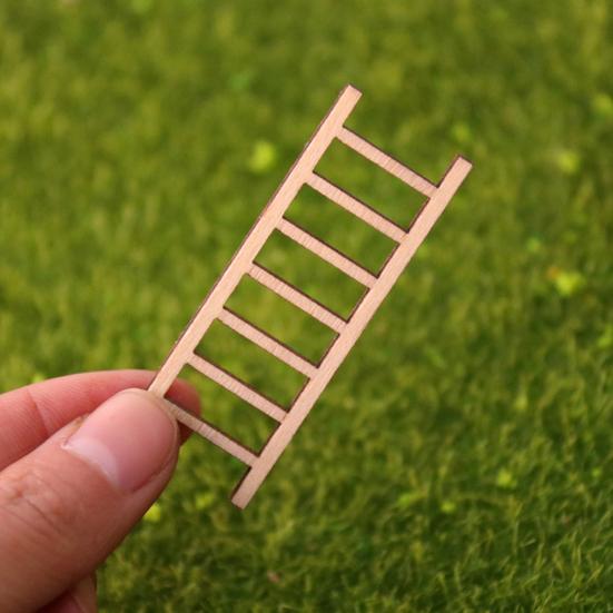 2 Pezzi Mini Scala da Giardino 2,4x0,8 Pollici Ornamento Miniatura in Legno per Giardini delle Fate Artigianato Fai-da-te Paesaggio Micro Accessorio per Casa delle Bambole